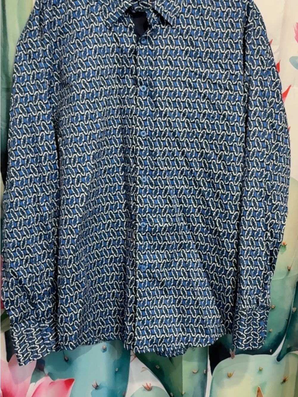 Calvetti Los Angeles Men's Geometric Long Sleeve Button-Up Pockets XXL - Picture 3 of 6